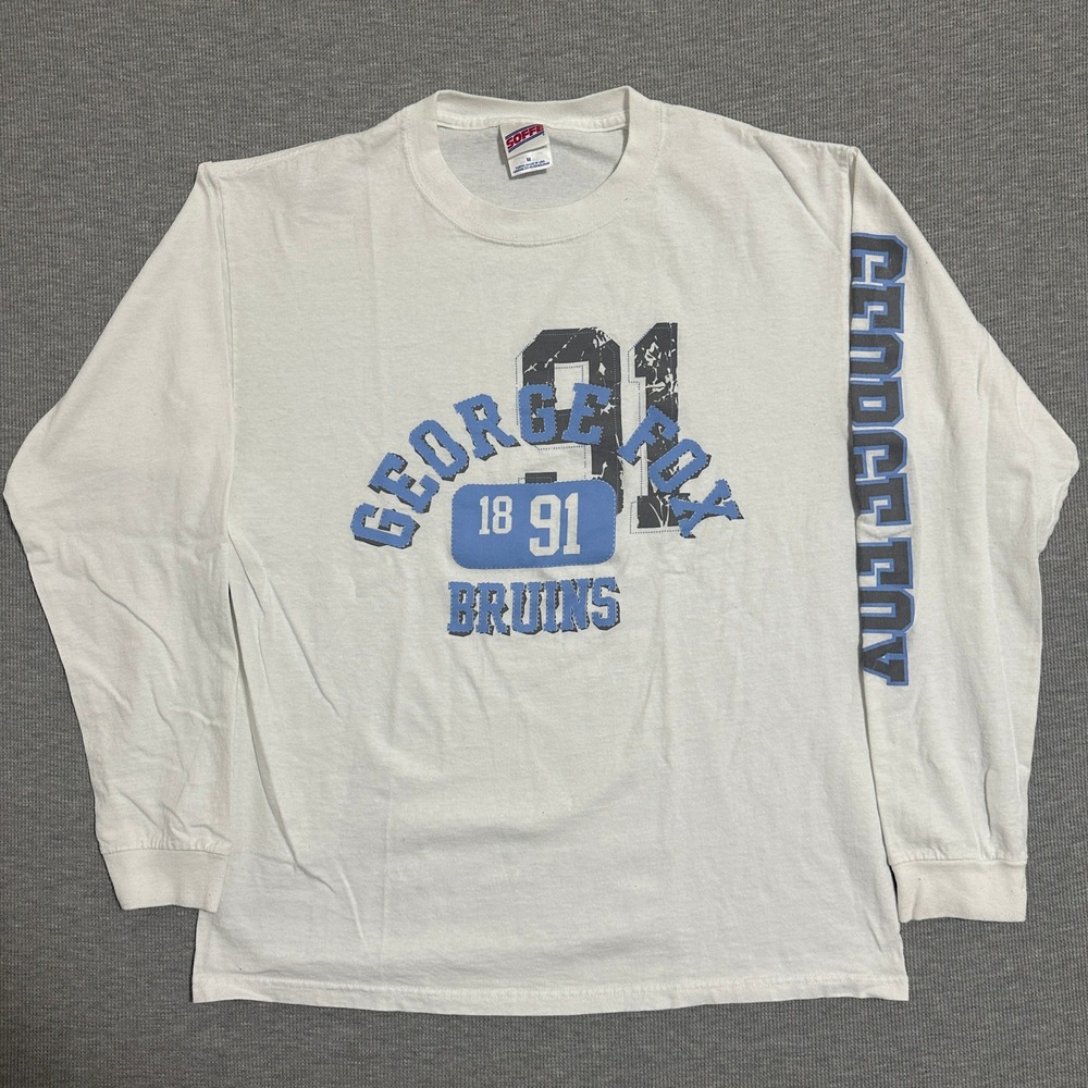 Soffe George Fox Bruins Long Sleeve Graphic T-Shirt White Mens Size Medium